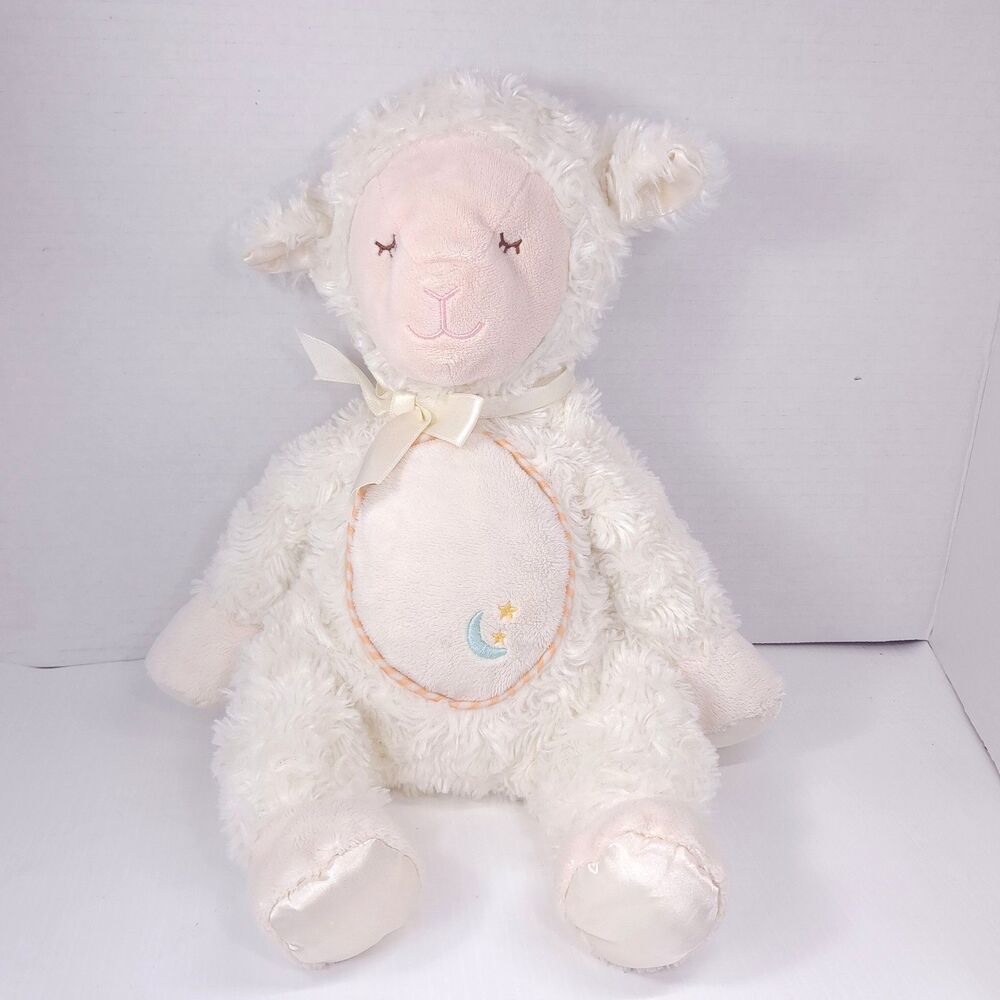 Douglas Baby Lamb Plush Plumpie Moon Stars cream Swirl Fur Lovey Sheep Satin toy